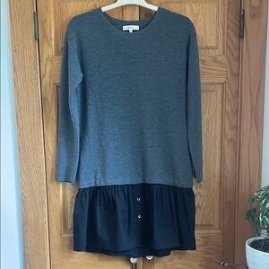 Milly Gray Knit Top with Black Ruffle Skirt